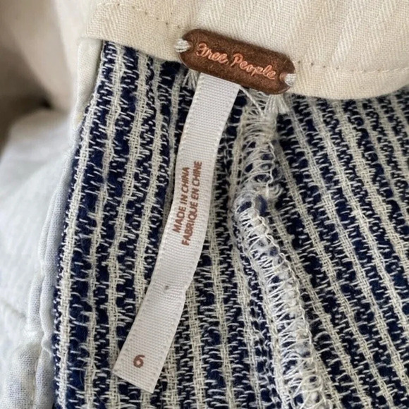 Free People, Light At Sunrise Crop Pants, Drawstring, Seersucker, Blue, Cream - Picture 6 of 7